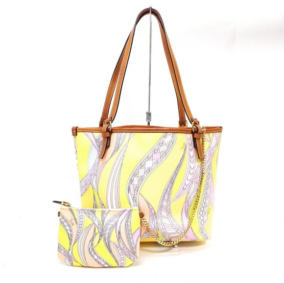 Emilio Pucci Tote Bag Yellow PVC 1153562